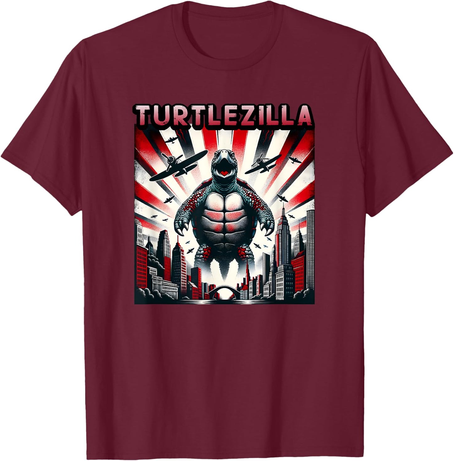 Turtlezilla Turtle Anime Poster Monster T-Shirt - T-Shirt | Maroon