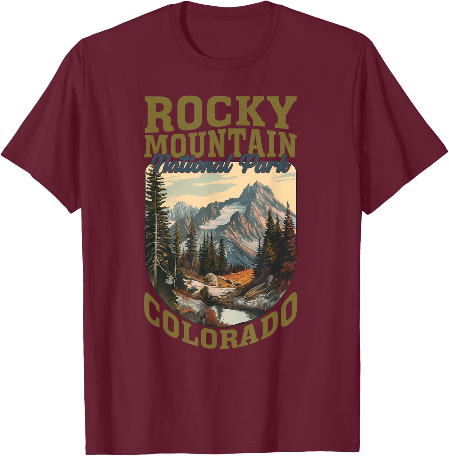 U.S. National Parks Vintage Travel Souvenir -Adults, -Kids Black Small Retro National Park T-Shirt - T-Shirt | Maroon