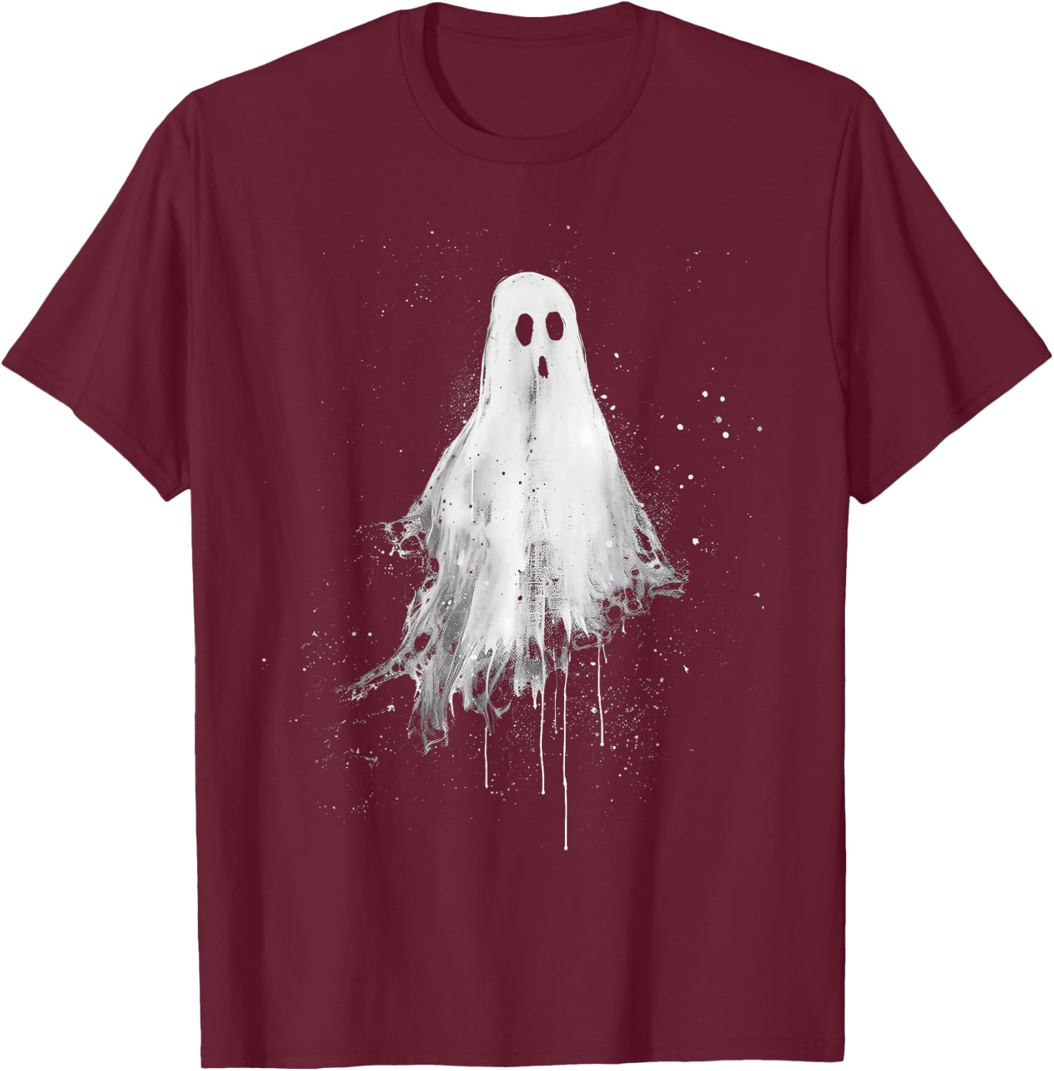 Ghost Horror Spooky Scary Halloween Goth Alt Ghoul Aesthetic T-Shirt - T-Shirt | Maroon