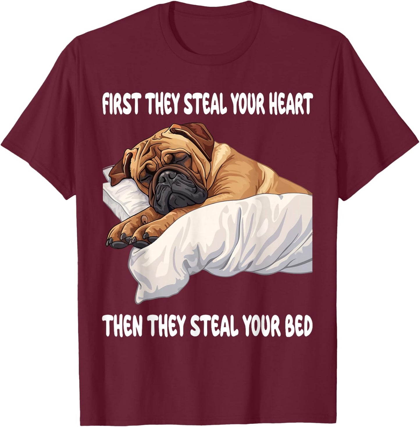 Mastiff Sleeping Pajamas Nightgown T-Shirt - T-Shirt | Maroon