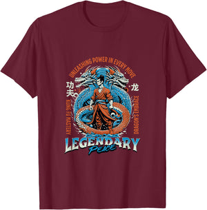 Kungfu Karate Chinese Martial Arts Dragon Warrior Positivity T-Shirt - T-Shirt | Maroon