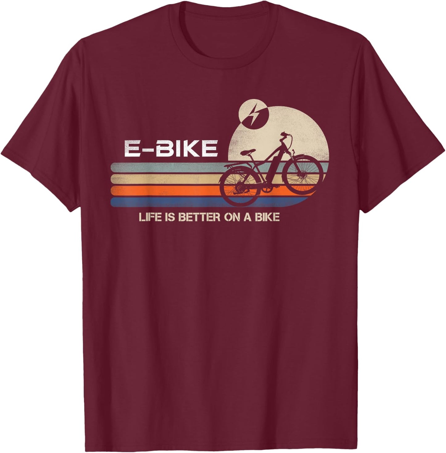 E-BIKE Retro Electric Bicycle Vintage Cycling Life is better T-Shirt - T-Shirt | Maroon