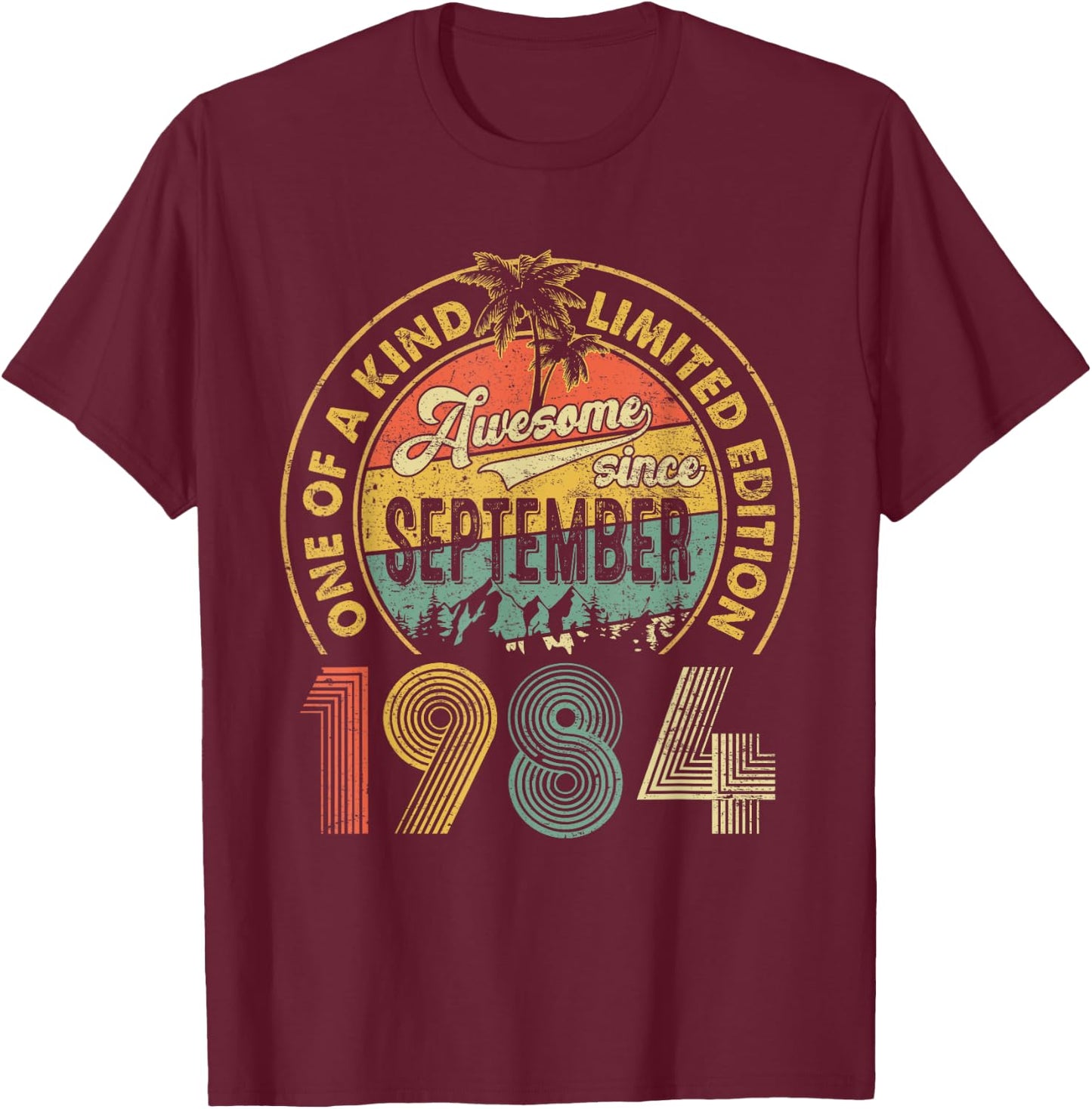 40 Years Old Vintage Retro September 1984 Birthday Men Women T-Shirt - T-Shirt | Maroon