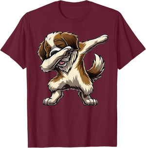 Dabbing Saint Bernard Dab Dance Dog Lover Gifts Men Women T-Shirt - T-Shirt | Maroon