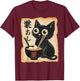 Funny Cat Ramen Noodle Japanese Kawaii Anime Otaku Style T-Shirt - T-Shirt | Maroon