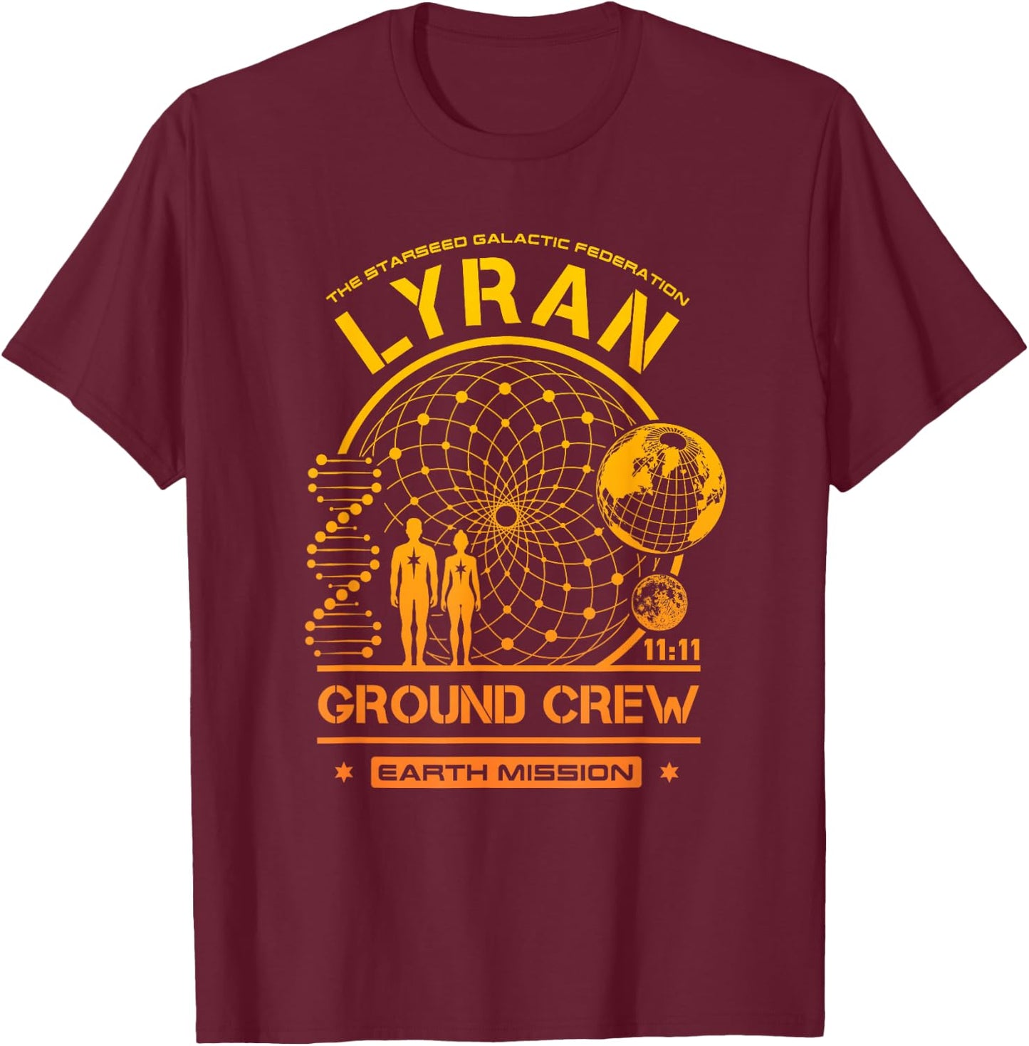 Lyran Starseed Earth Mission Ground Crew T-Shirt - T-Shirt | Maroon