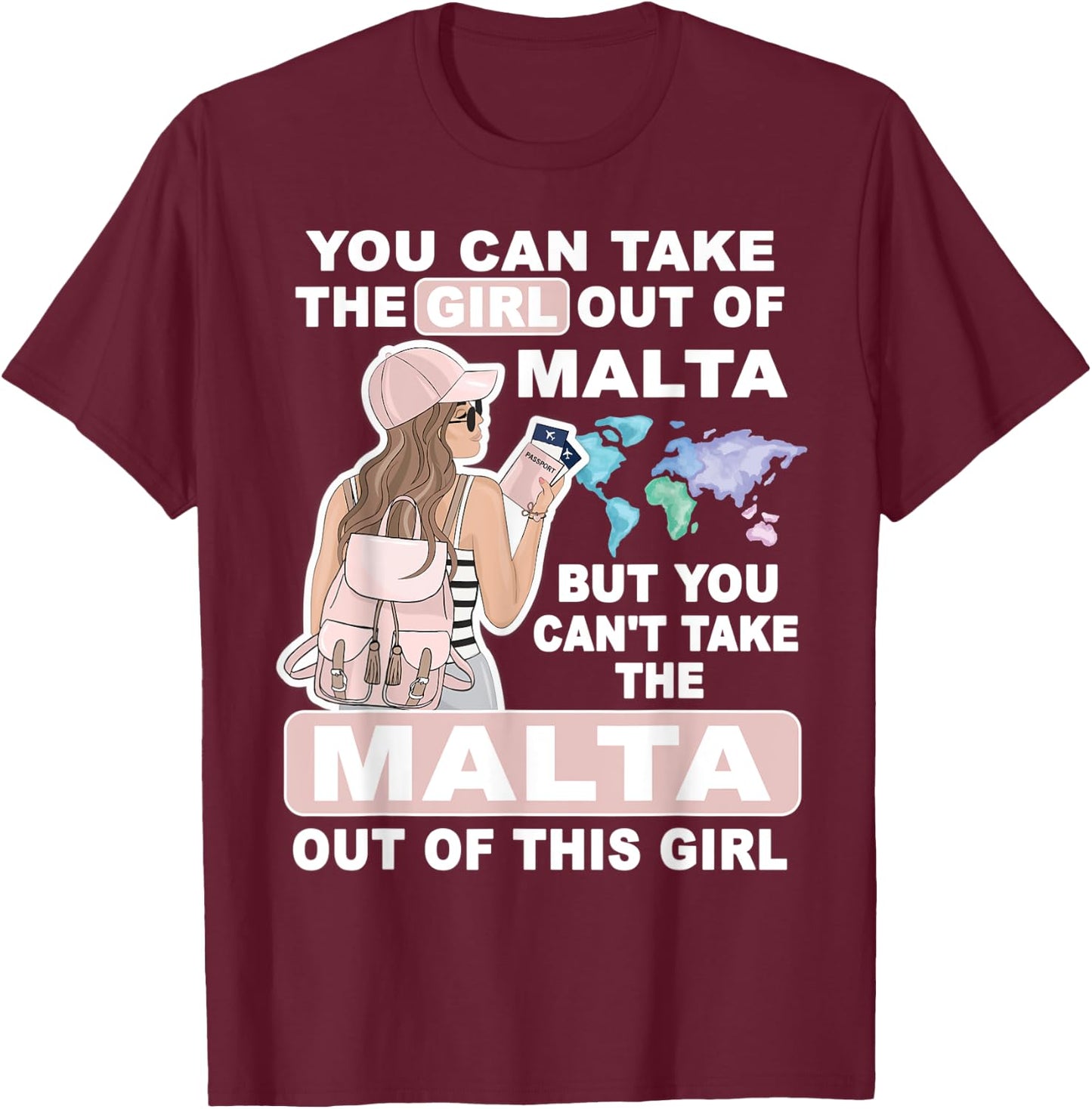 Cool Girl from Malta - Proud Malta Girl T-Shirt - T-Shirt | Maroon