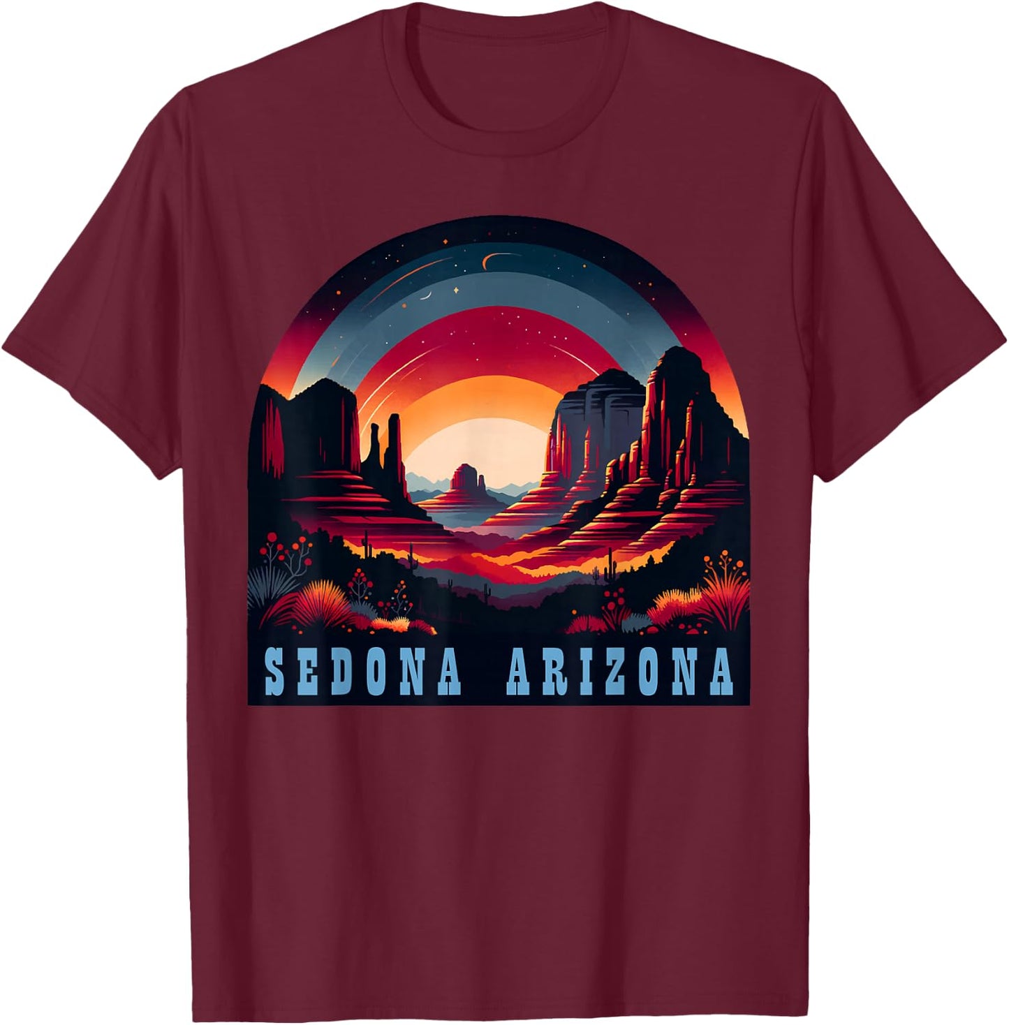 Sedona AZ Hiking Outdoors Mountain Sedona USA Retro Vintage T-Shirt - T-Shirt | Maroon