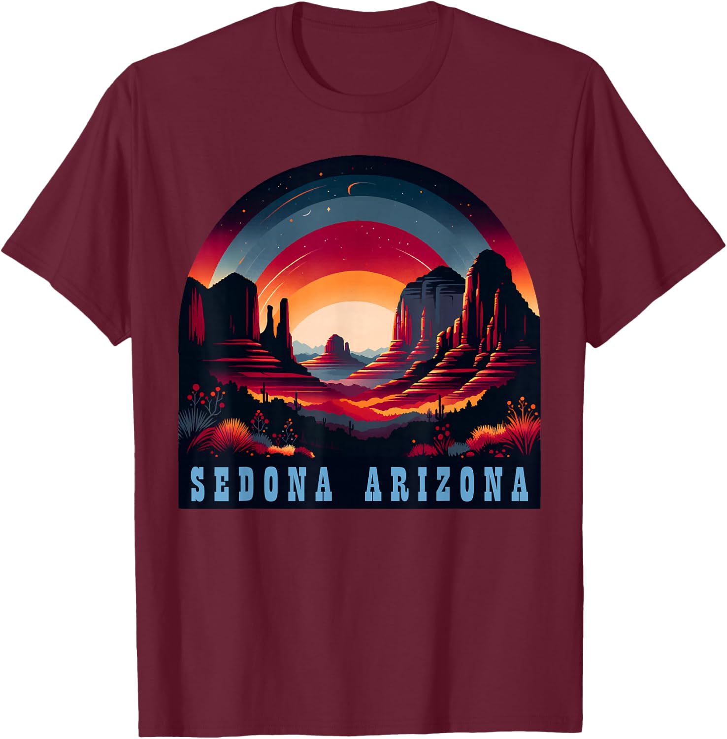 Sedona AZ Hiking Outdoors Mountain Sedona USA Retro Vintage T-Shirt - T-Shirt | Maroon