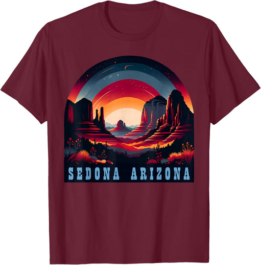 Sedona AZ Hiking Outdoors Mountain Sedona USA Retro Vintage T-Shirt - T-Shirt | Maroon