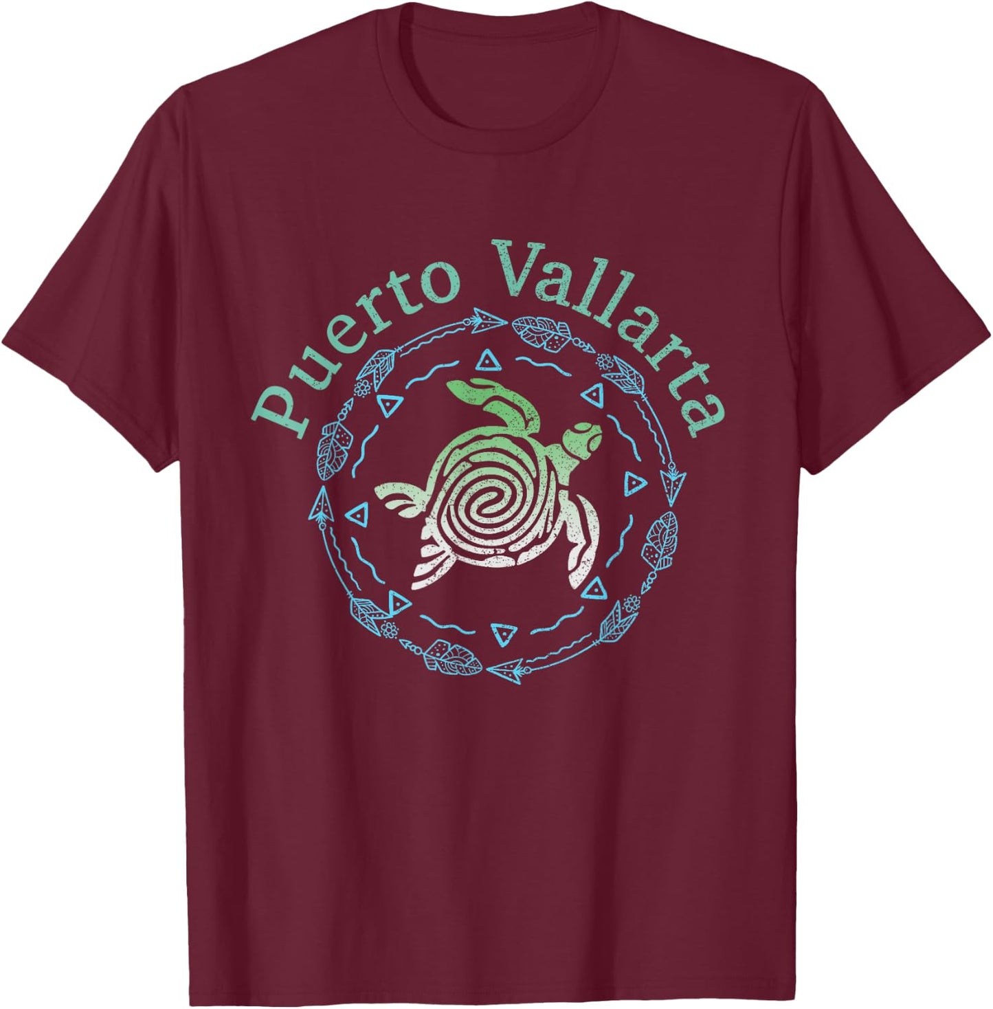 Puerto Vallarta Vintage Tribal Turtle T-Shirt - T-Shirt | Maroon
