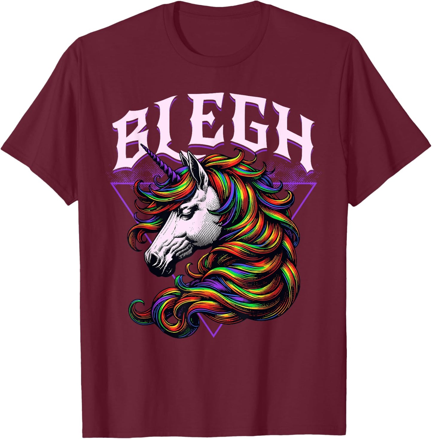 Concert Unicorn Heavy Hardcore Festival Blegh and Breakdowns T-Shirt - T-Shirt | Maroon