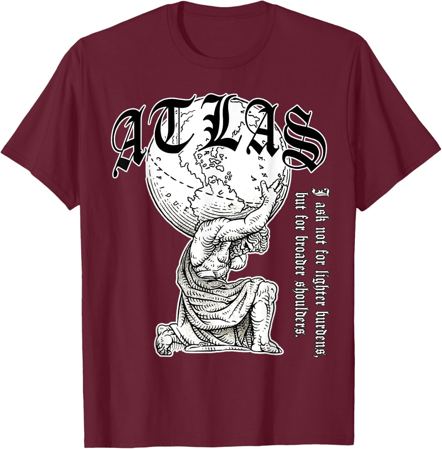Atlas carrying the world Greek Mythology Street Urban Style T-Shirt - T-Shirt | Maroon