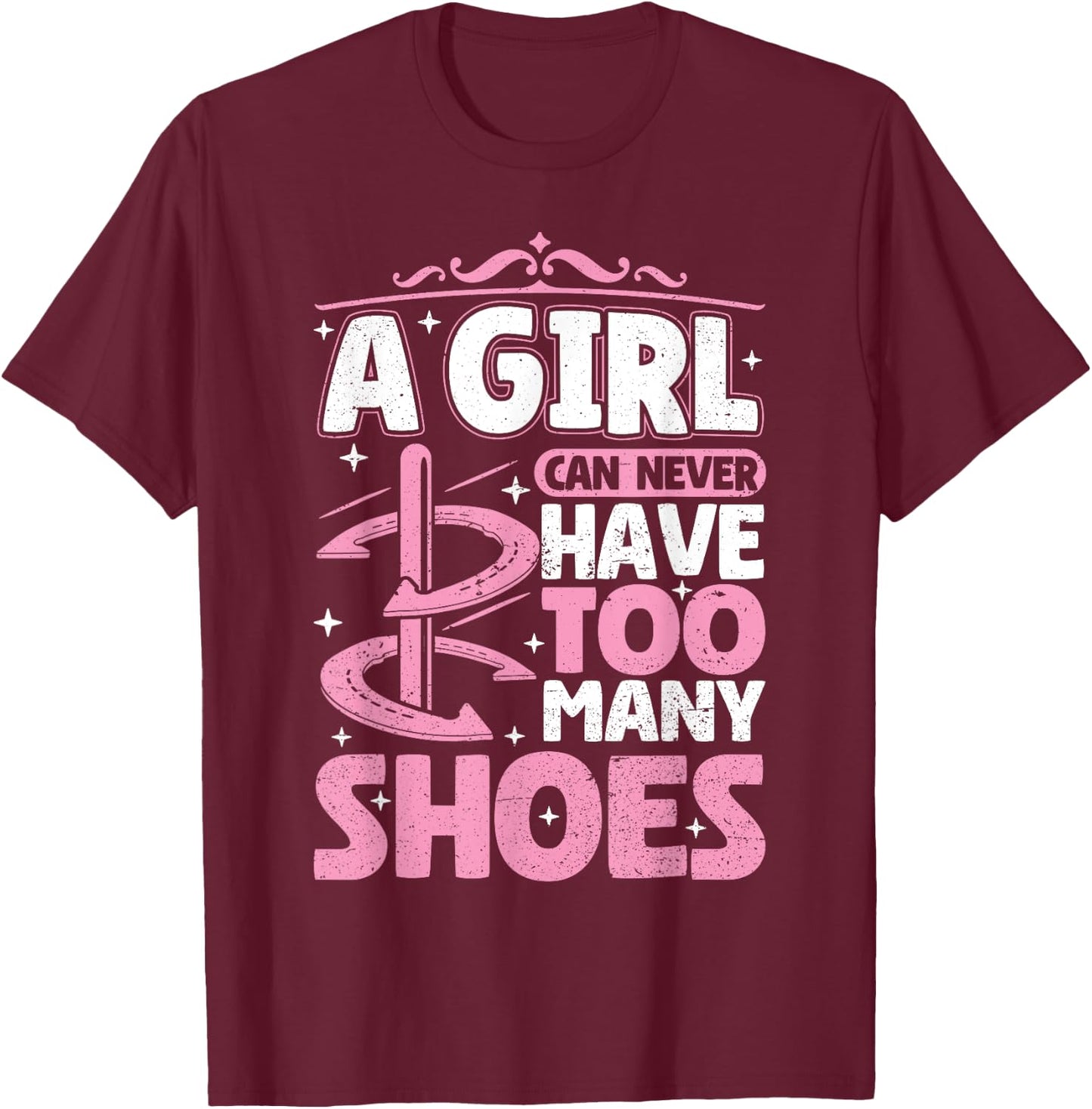 Girl can never have too many shoes Horseshoe Pitching Women T-Shirt - T-Shirt | Maroon