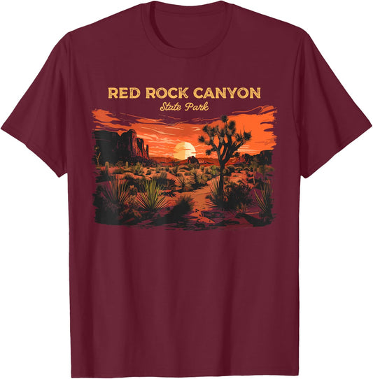 Red Rock Canyon State Park Retro Vintage T-Shirt - T-Shirt | Maroon