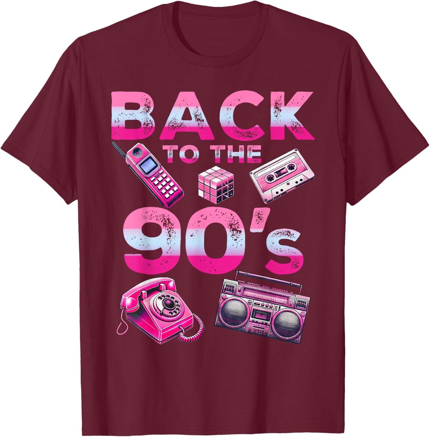 Back To 90's 1990s Vintage Style Nineties Retro Party T-Shirt - T-Shirt | Maroon