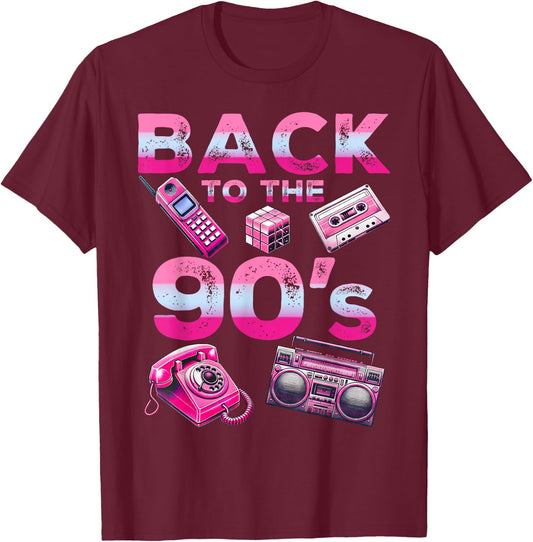 Back To 90's 1990s Vintage Style Nineties Retro Party T-Shirt - T-Shirt | Maroon