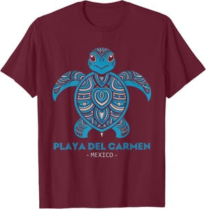 Playa Del Carmen Mexico Sea Turtle T-Shirt - T-Shirt | Maroon