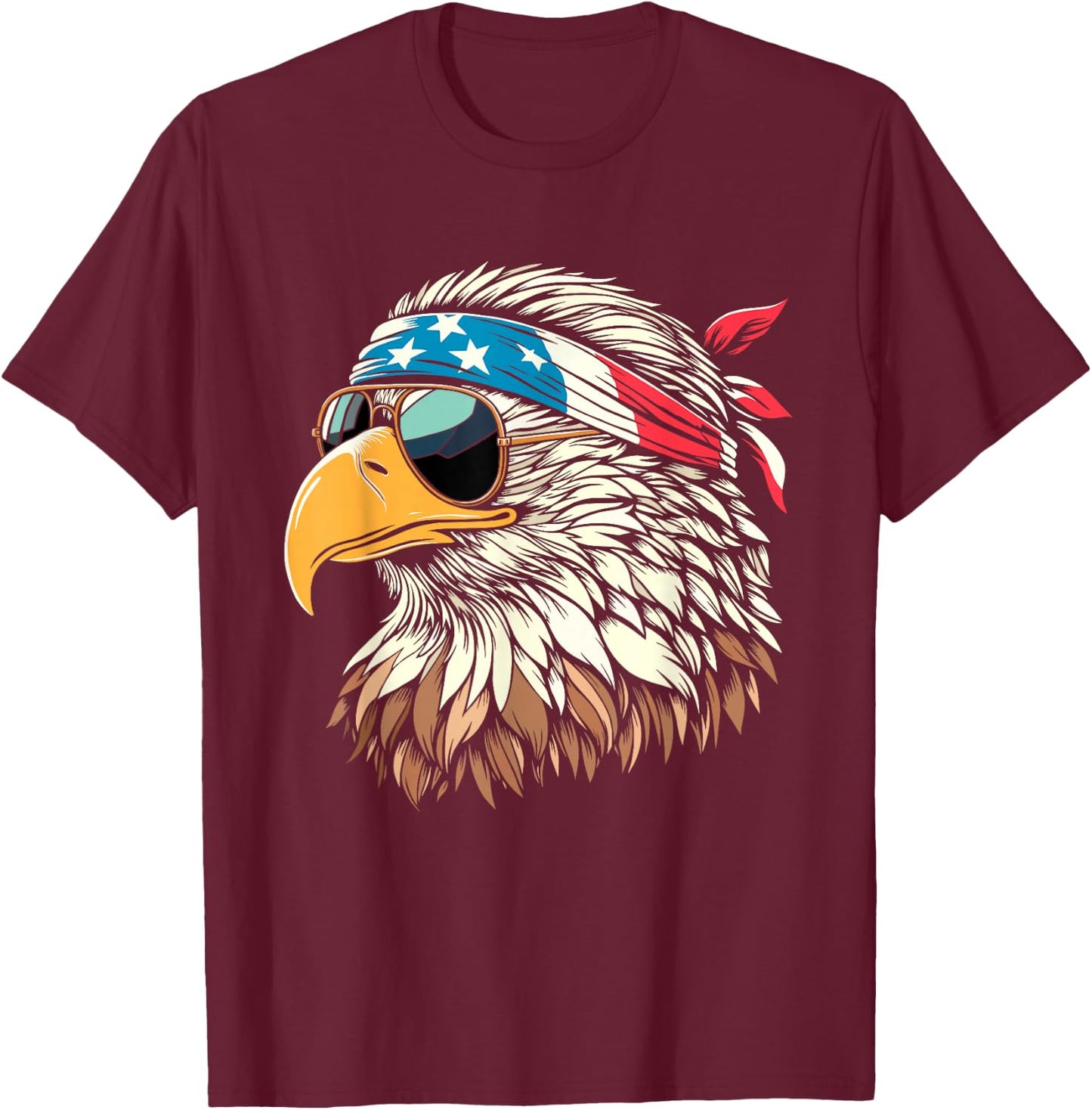 Bald Eagle 4th of July USA American Flag Patriotic Men Women T-Shirt - T-Shirt | Maroon