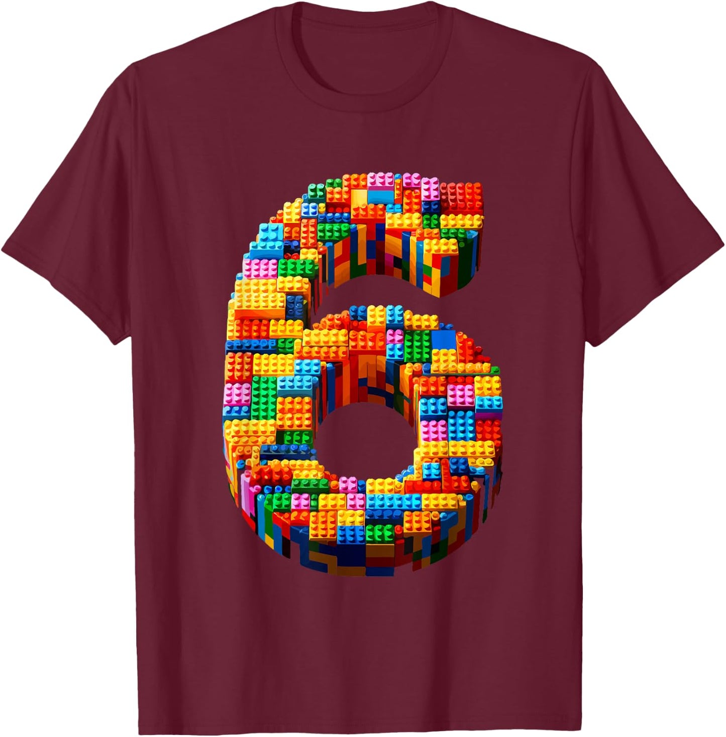 6 Year Old Blocks Building Master Builder 6th Birthday Boy T-Shirt - T-Shirt | Maroon