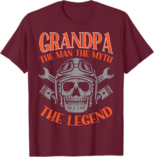 Biker Grandpa The Man Myth Legend Motorcycle Motorbike Men T-Shirt - T-Shirt | Maroon