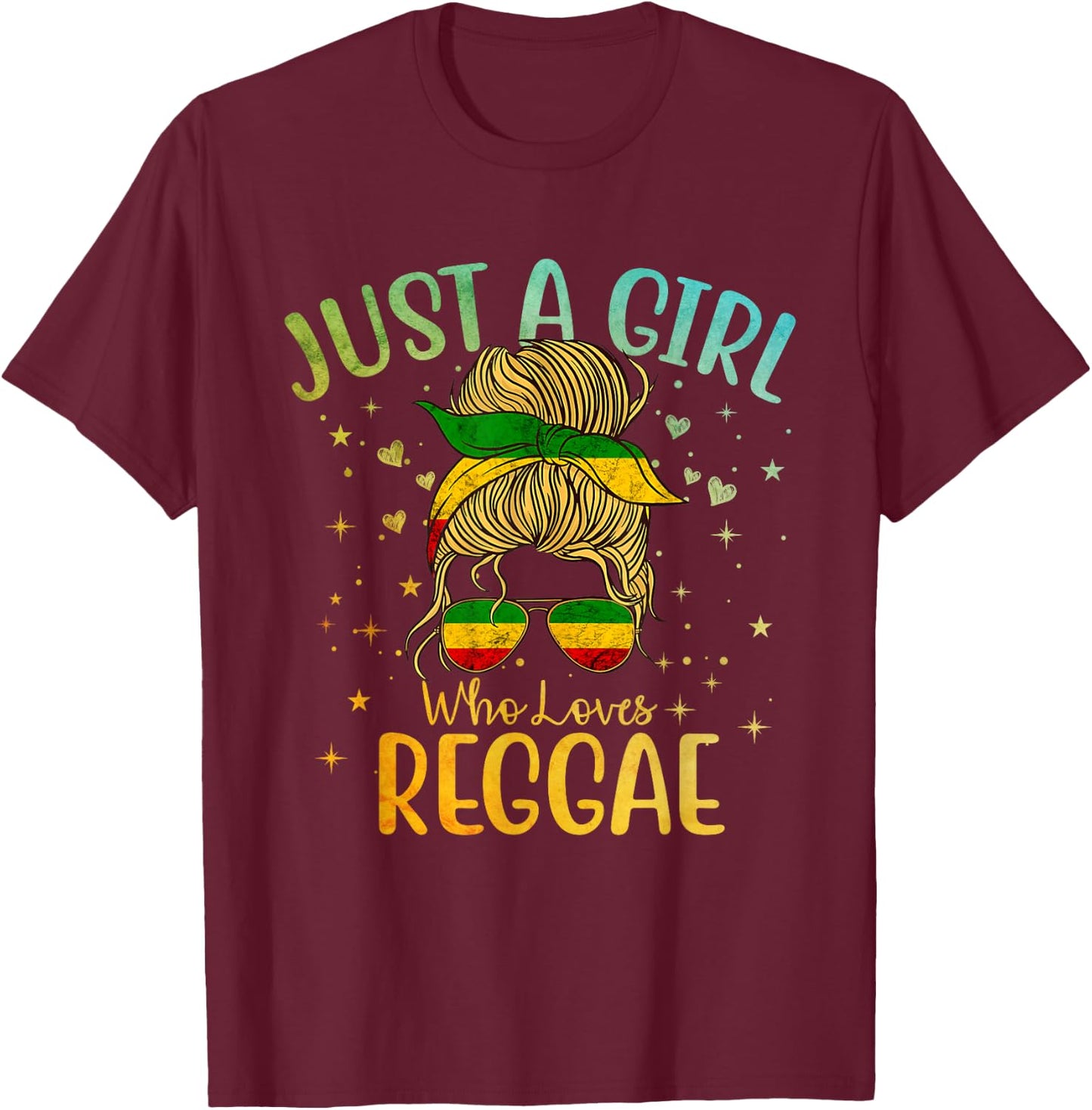 Just A Girl Who Loves Reggae Music Rastafari Rasta Women Kid T-Shirt - T-Shirt | Maroon