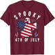 4th of July Spooky Funny Patriot Halloween Spooky Usa Flag T-Shirt - T-Shirt | Maroon