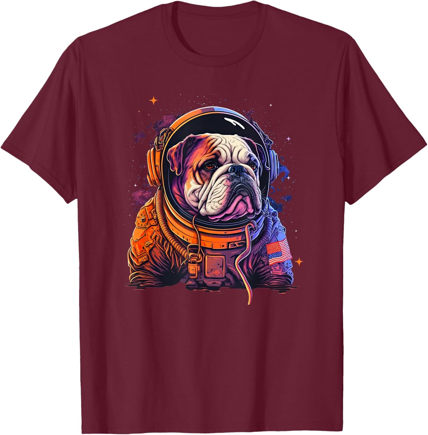 Funny Bulldog Dog Astronaut In the Space Men Women Kids T-Shirt - T-Shirt | Maroon