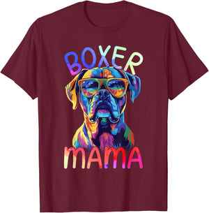 Boxer Dog Mom Mama Pop Art Boxer Dog Lovers T-Shirt - T-Shirt | Maroon