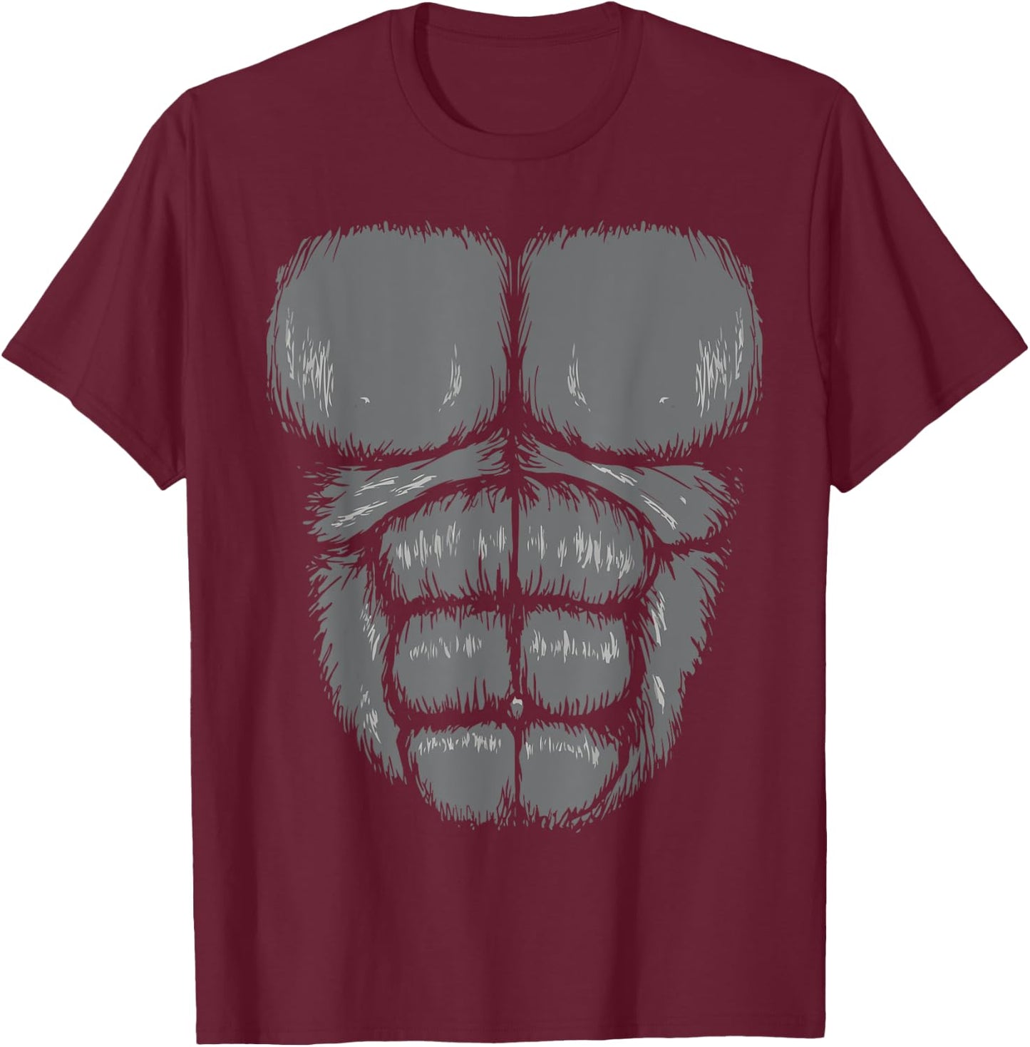 Gorilla Chest, abs, funny Halloween costume T-Shirt - T-Shirt | Maroon