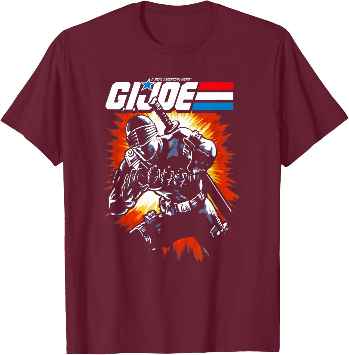 G.I. Joe A Real American Hero Snake Eyes Action Poster T-Shirt - T-Shirt | Maroon