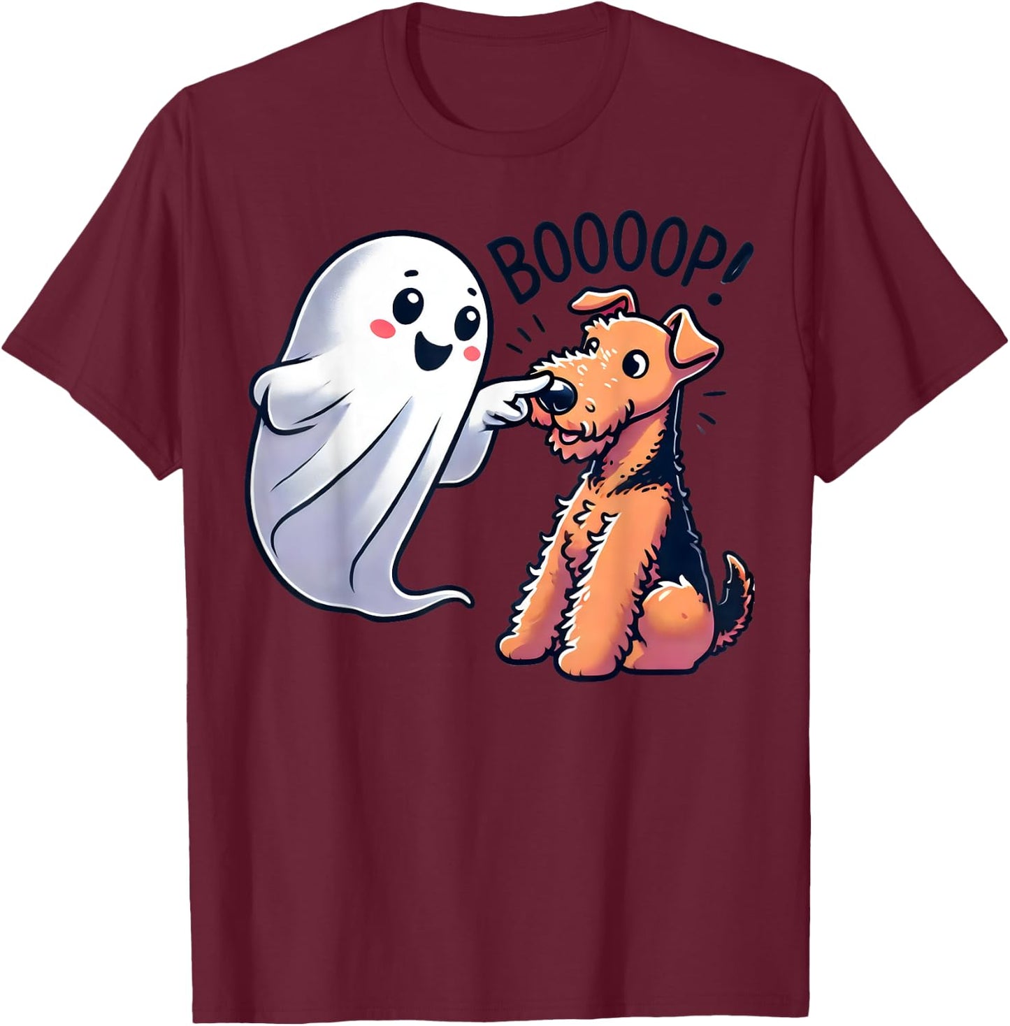 Funny Halloween Ghost Airedale Terrier Boop Lazy Costume T-Shirt - T-Shirt | Maroon
