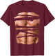 Funny Fake Muscles Fitness Model Chest Six Pack Abs Ripped T-Shirt - T-Shirt | Maroon