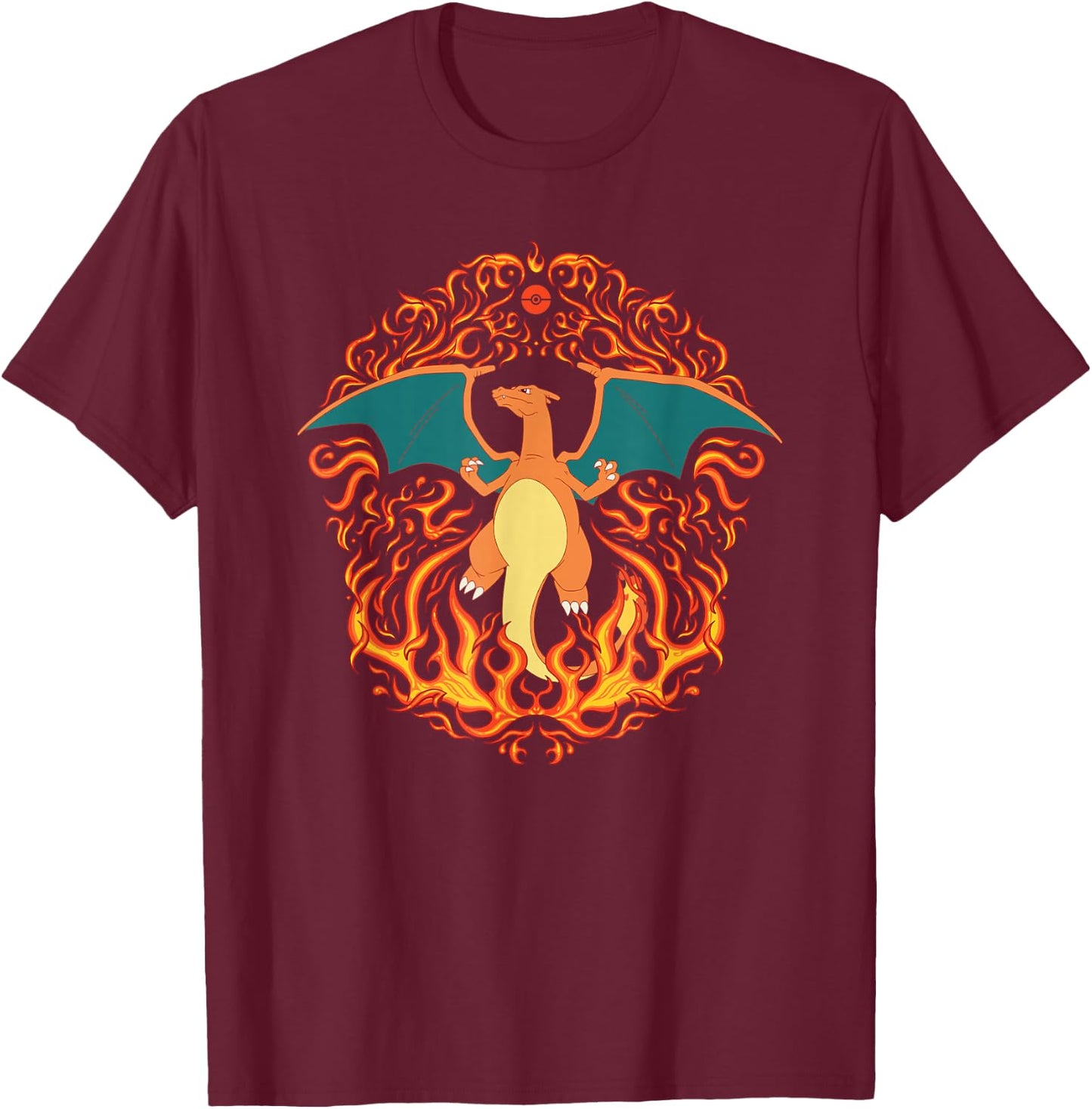 Pokémon - Charizard Fire Type Flames Generation 1 T-Shirt - T-Shirt | Maroon