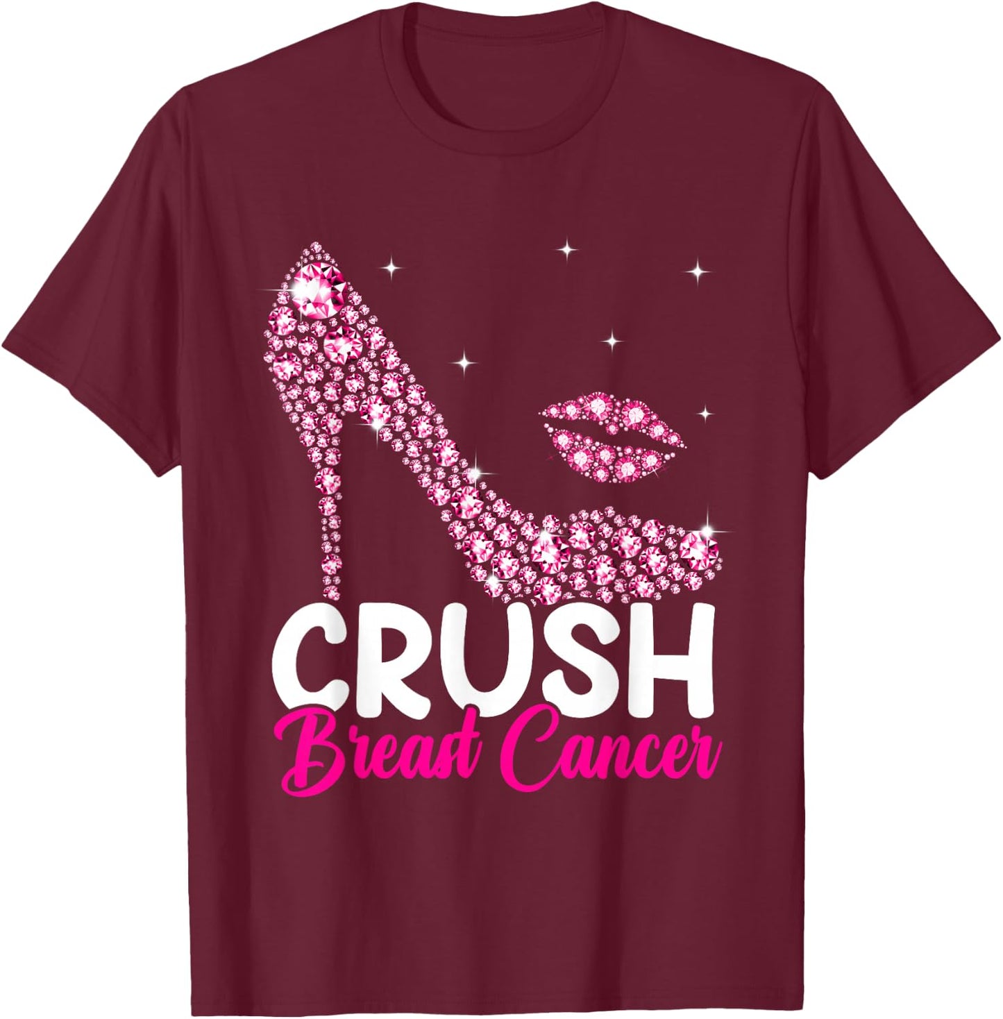 Crush Breast Cancer Awareness High Heel Pink Ribbon Women T-Shirt - T-Shirt | Maroon
