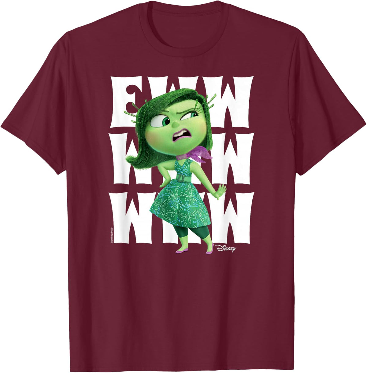 Inside Out - Disgust Character Ewww T-Shirt - T-Shirt | Maroon