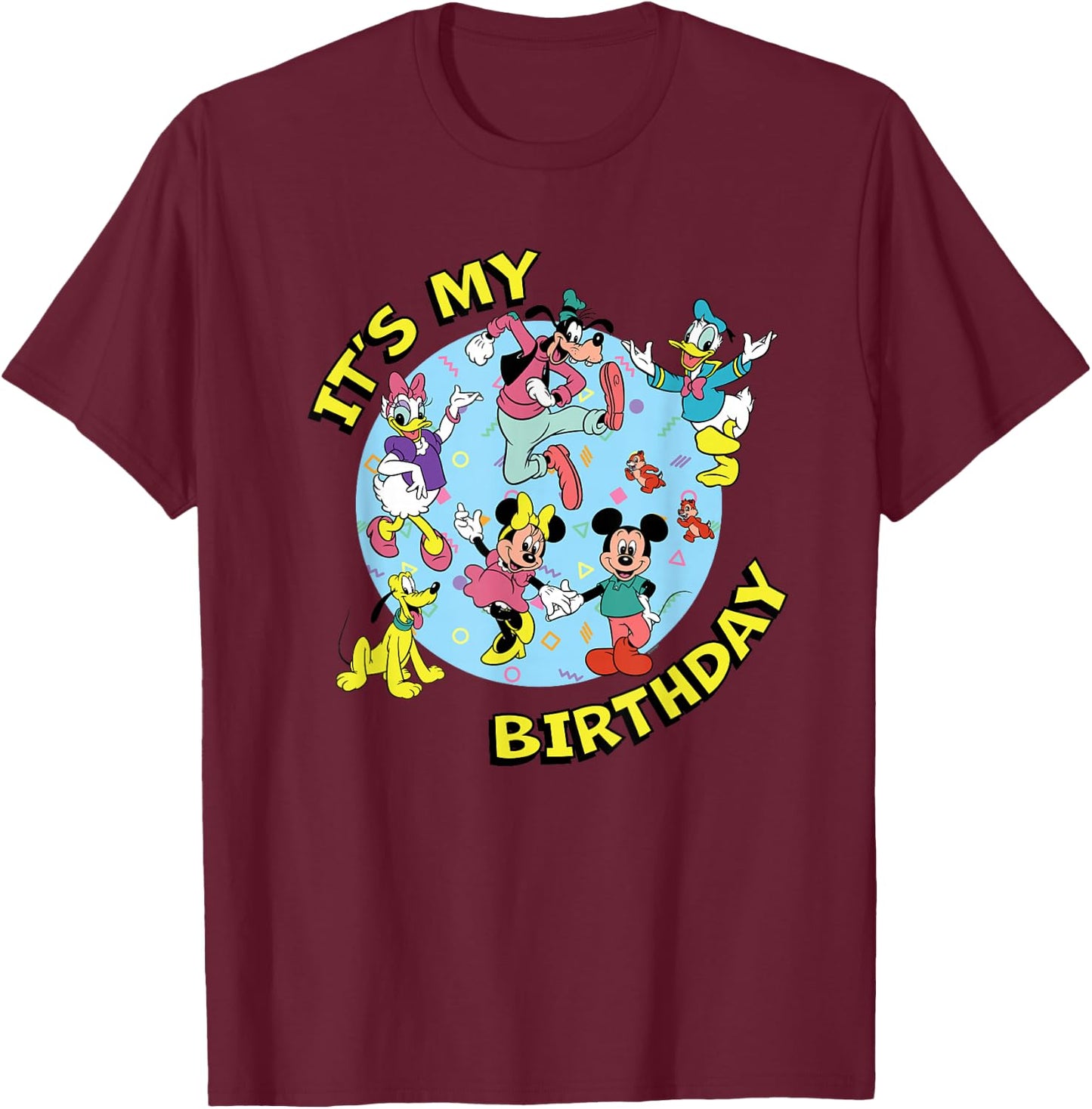 Disney Mickey and Friends Birthday Party It's My Birthday T-Shirt - T-Shirt | Maroon