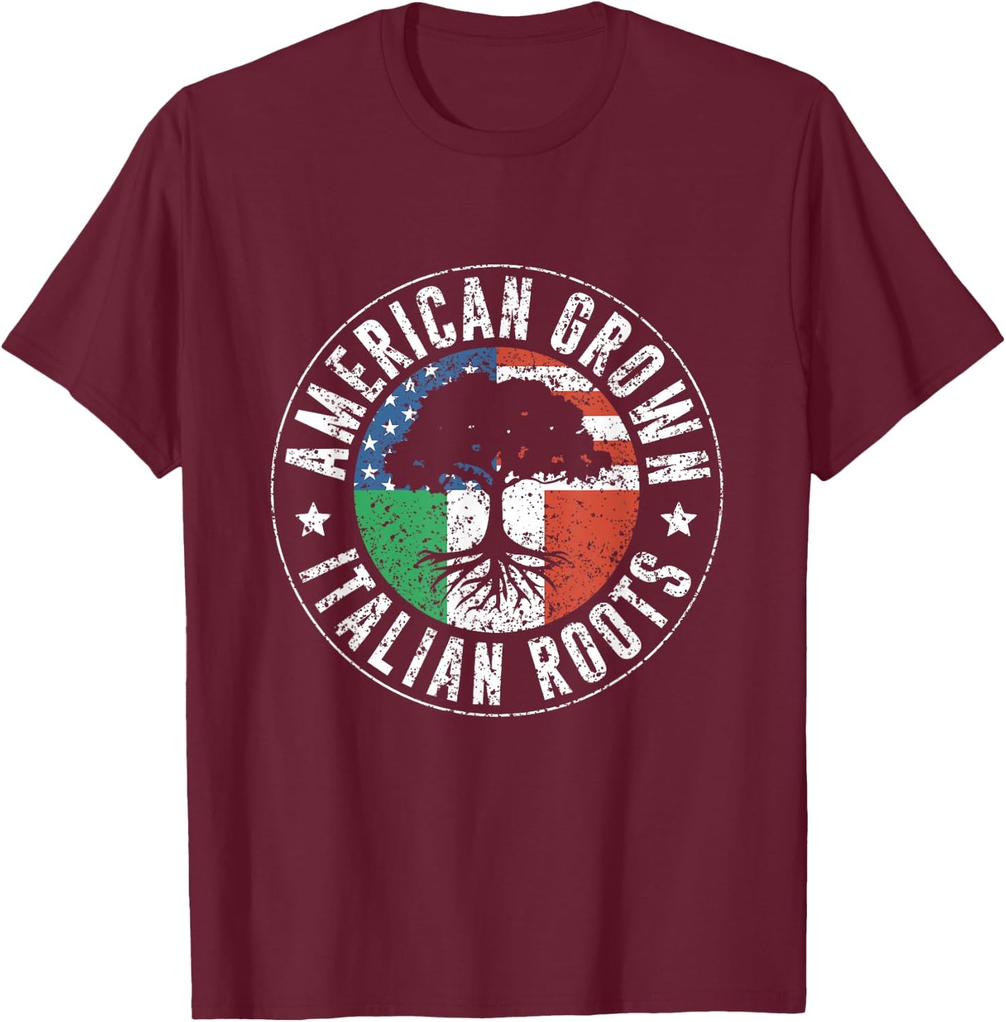 American Grown Italian Roots Usa Italy Italian American Us T-Shirt - T-Shirt | Maroon