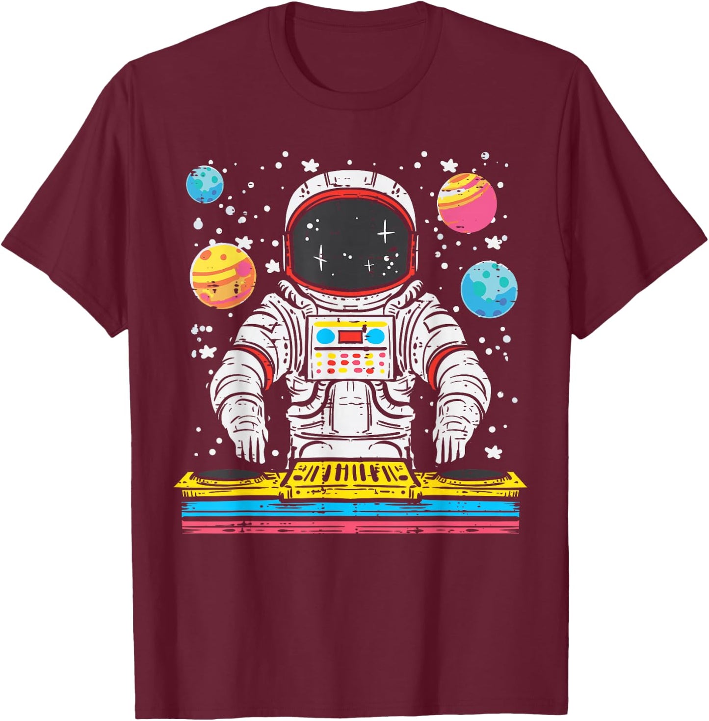 Astronaut Dj Cool Space Music Vinyl Mixer Men Women Kids T-Shirt - T-Shirt | Maroon