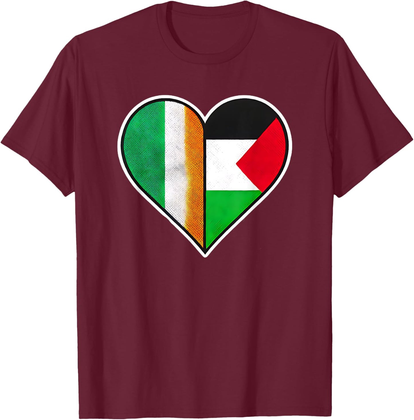 Ireland and Palestine Arab Heritage Solidarity T-Shirt - T-Shirt | Maroon
