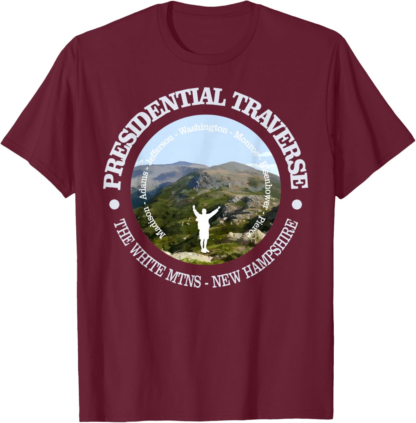 Presidential Traverse Funny Hiking White Mountain Nature T-Shirt - T-Shirt | Maroon
