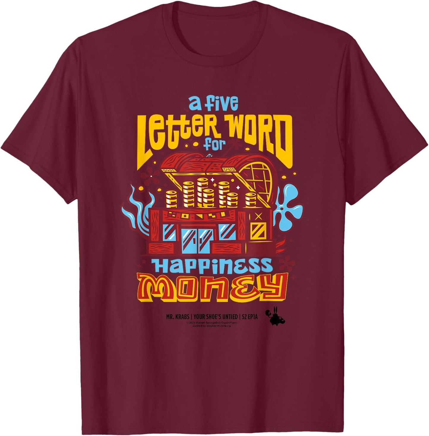 SpongeBob SquarePants Mr. Krabs Money T-Shirt - T-Shirt | Maroon