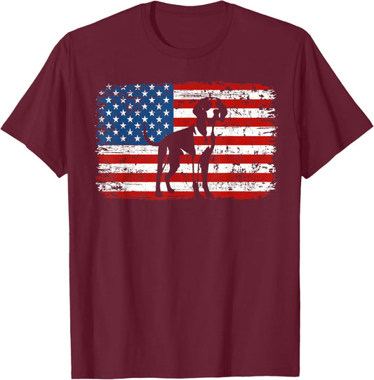 American Flag Foxhound Dog Patriotic Animal 4th of July T-Shirt - T-Shirt | Maroon