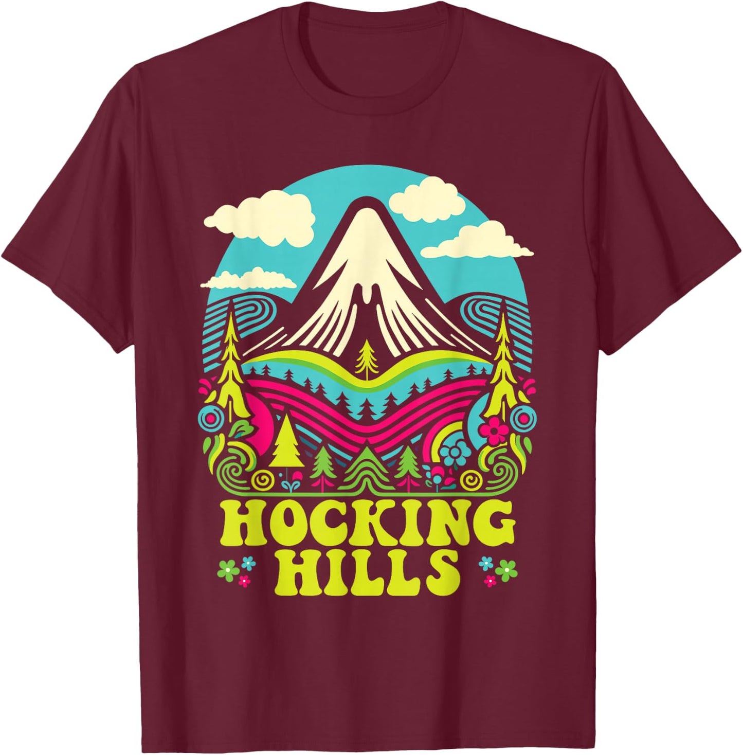 Hocking Hills Groovy, Hocking Hills T-Shirt - T-Shirt | Maroon