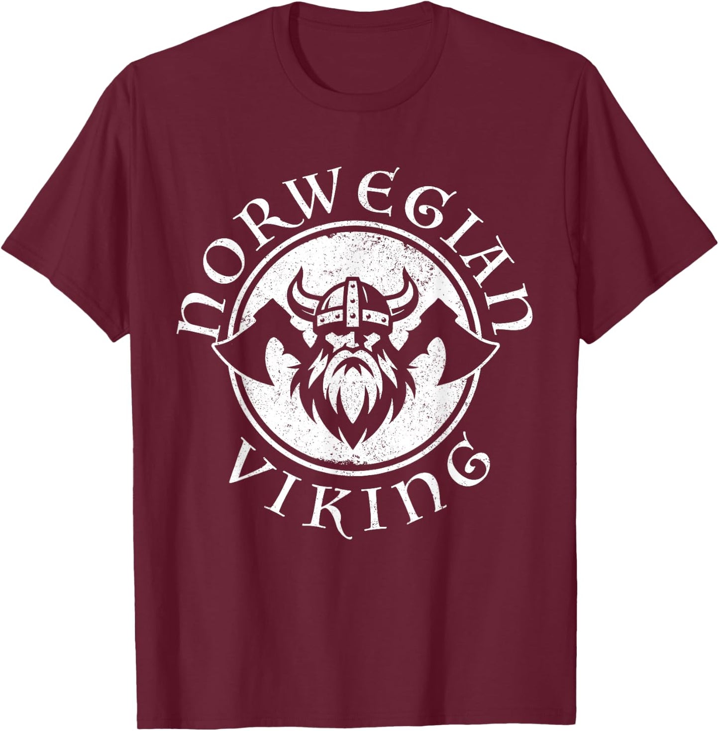 Norway Viking Norwegian Flag Pride Norge Souvenir T-Shirt - T-Shirt | Maroon