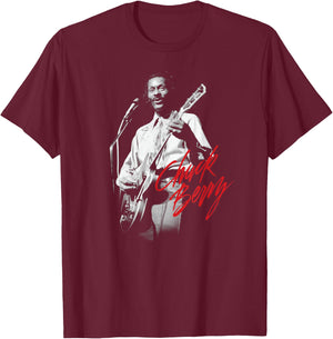 Chuck Berry Guitar Photo T-Shirt - T-Shirt | Maroon