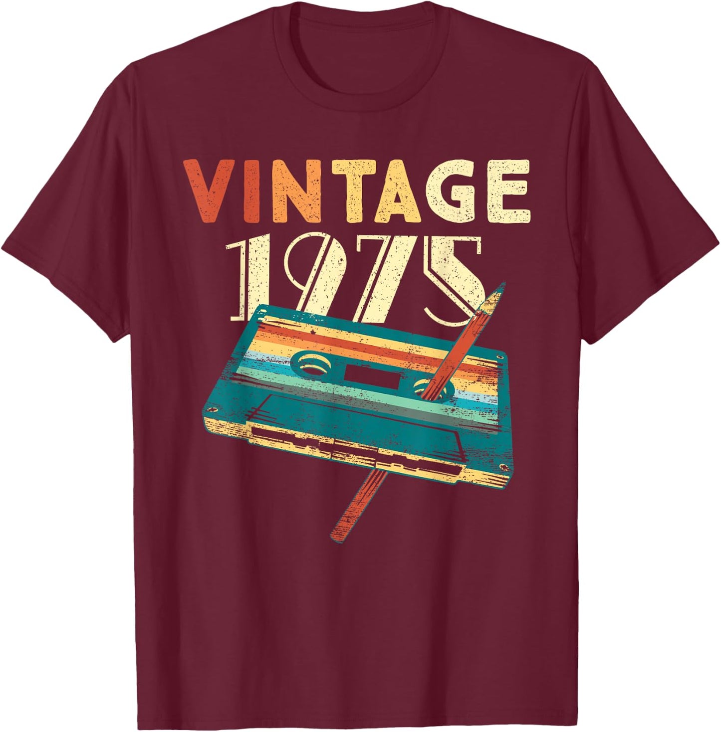 50 Years Old Gifts Vintage 1975 Music Cassette 50th Birthday T-Shirt - T-Shirt | Maroon