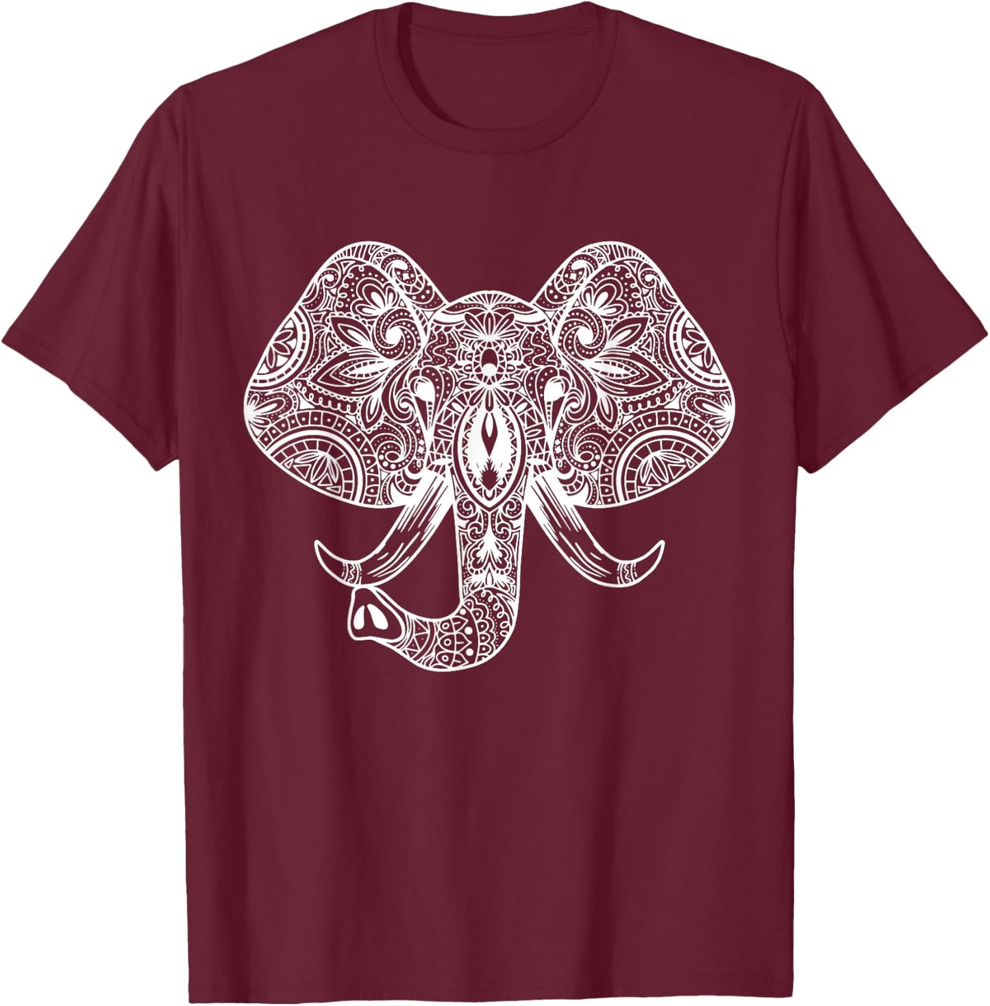 Elephant Head Mandala I Elephant Elephant Pachyderm Children T-Shirt - T-Shirt | Maroon
