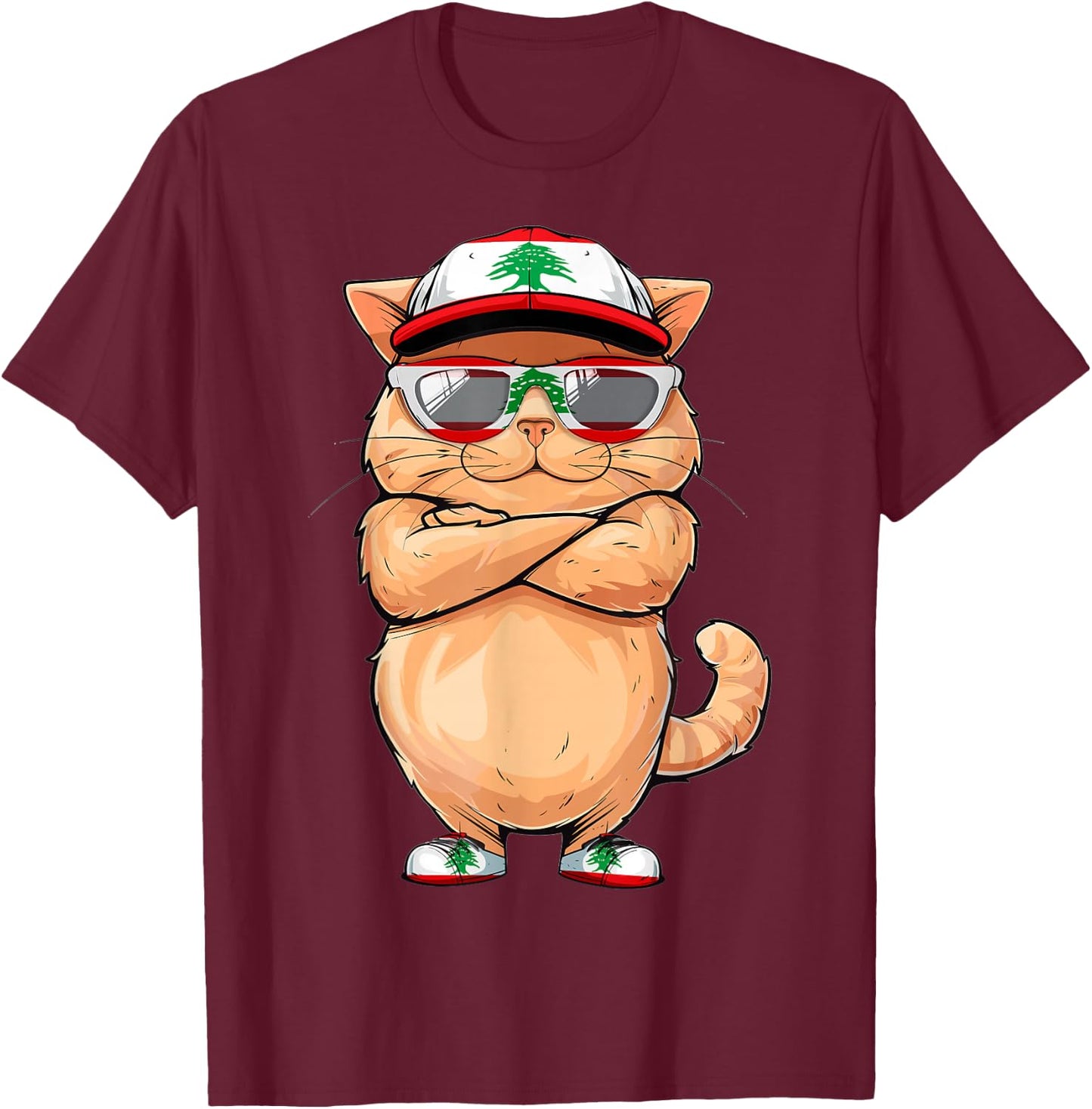 Lebanese Flag Cat Mom Souvenirs Products Kitten Lebanon T-Shirt - T-Shirt | Maroon