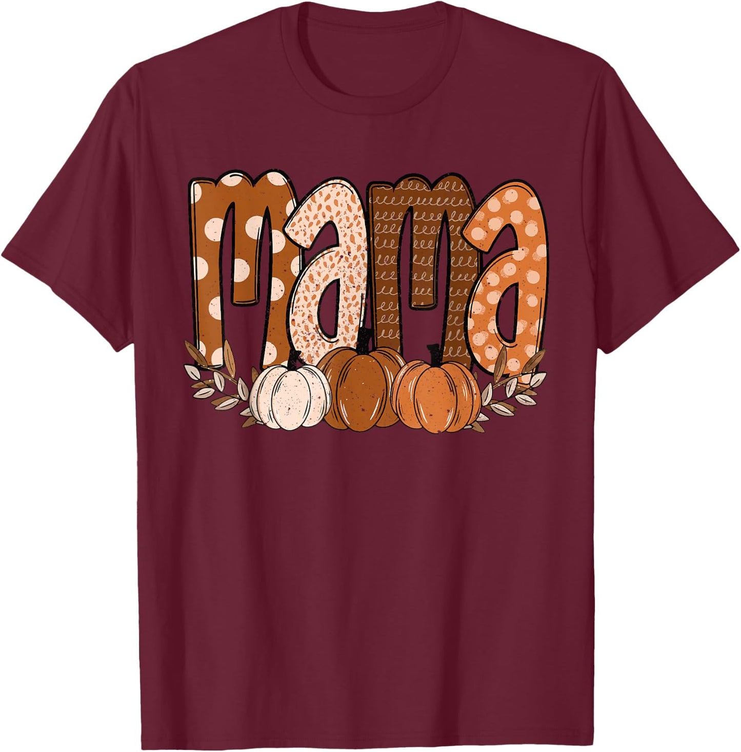 Funny Fall Vibes Coquette Bow Pumpkin Autumn Cute Fall Mama T-Shirt - T-Shirt | Maroon